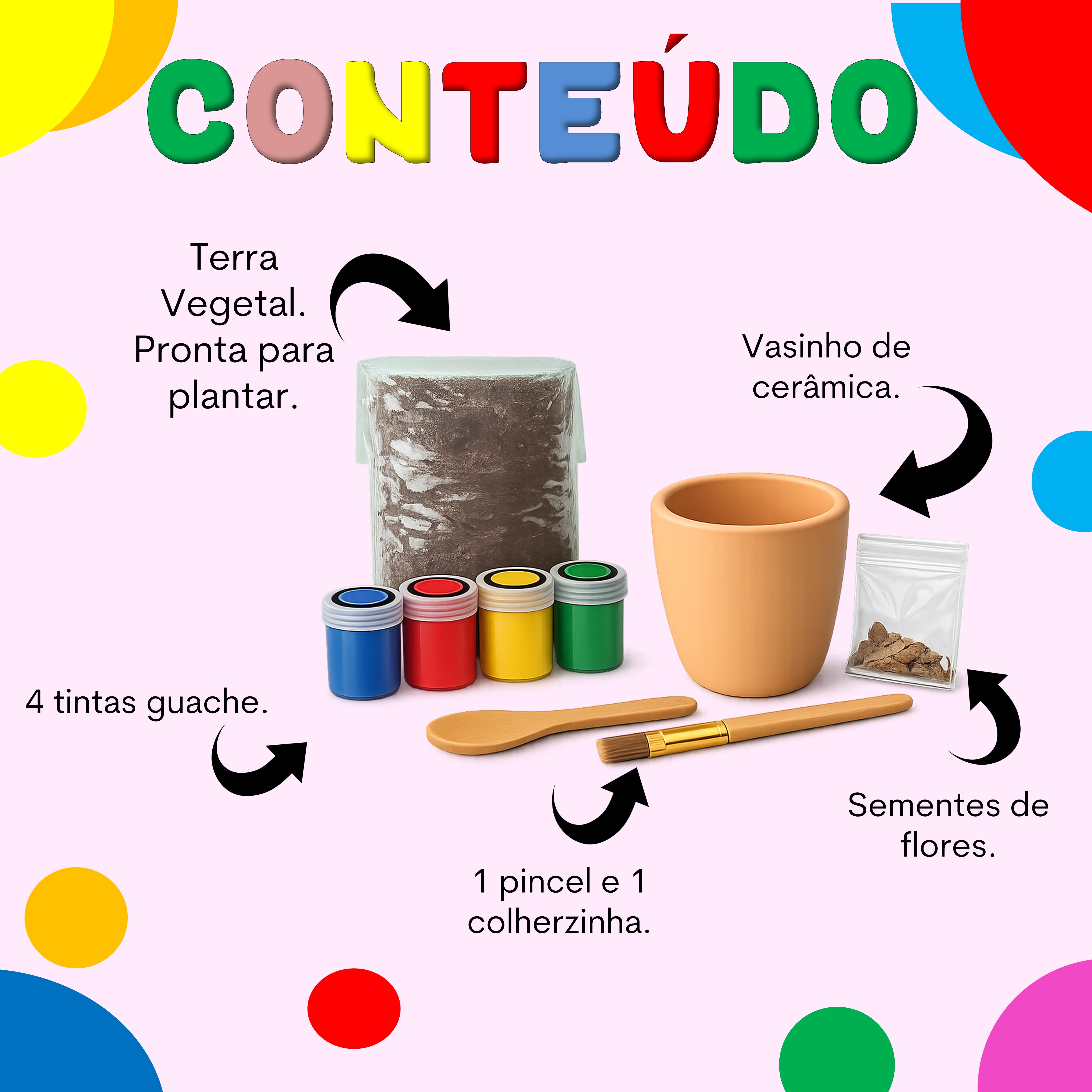 Jardineiro Artista. Kit de pintura infantil. Kit de plantar. Kit educativo