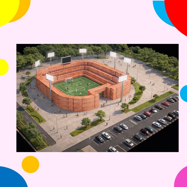 EcoBrick Estádio – Brinquedo Educativo Montessori com Tijolinhos Cerâmicos em Miniatura, Kit de Construção Infantil
