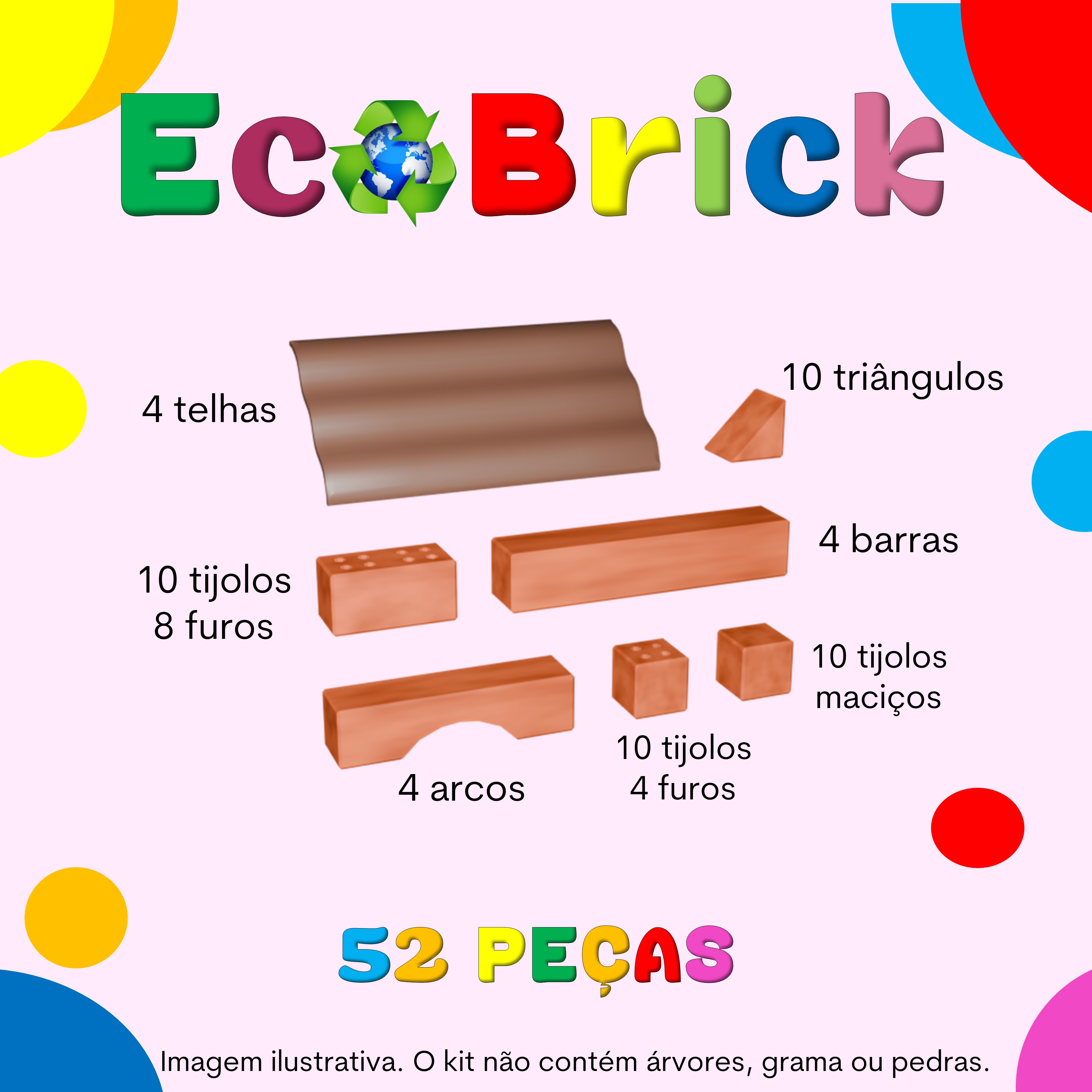 ECOBRICK. KIT DE CONSTRUÇÃO INFANTIL.  KIT DE MONTAR MONTESSOURI. PEÇAS AVULSAS