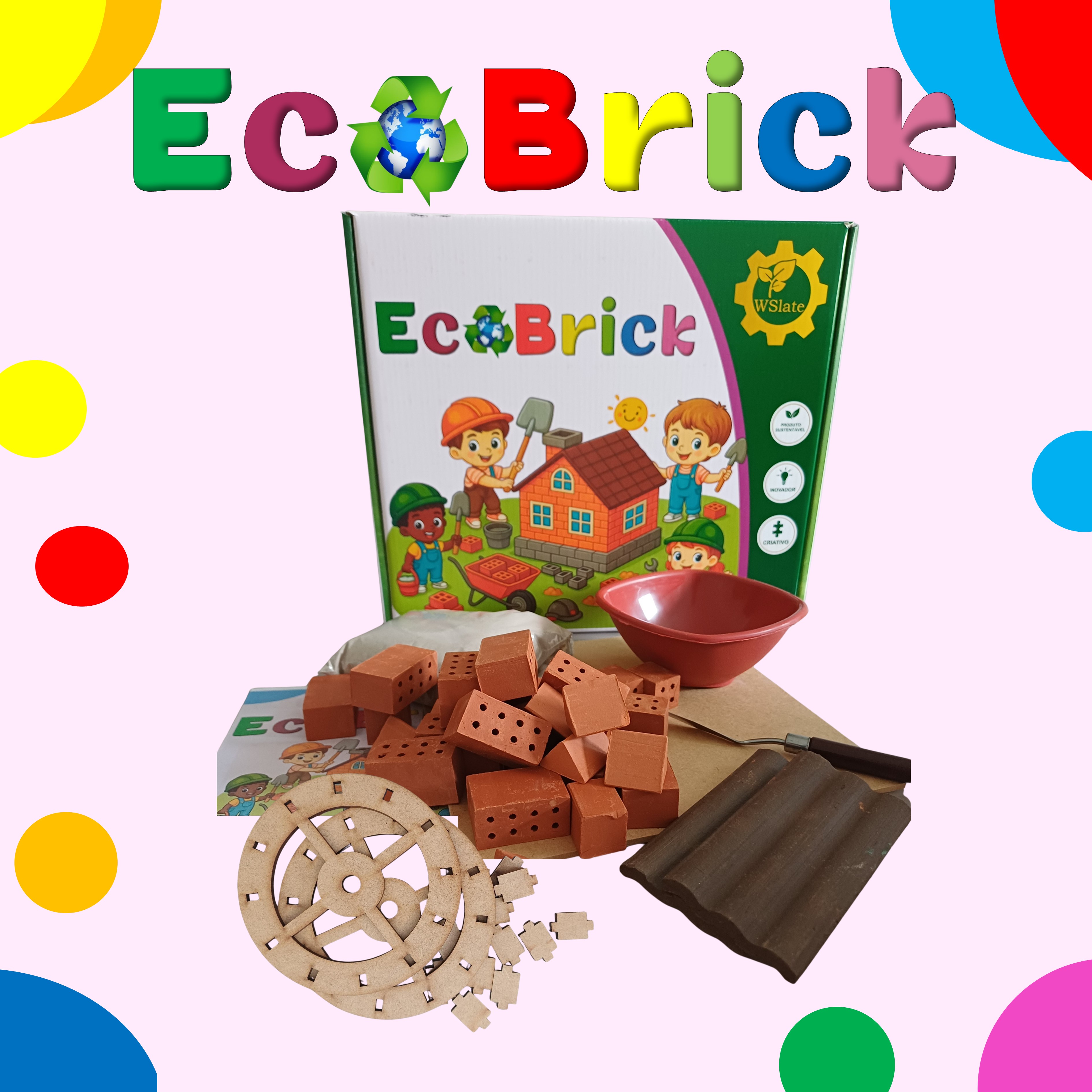 ECOBRICK. MOINHO D'ÁGUA. KIT DE CONSTRUÇÃO INFANTIL.   KIT DE MONTAR. KIT DE CONSTRUÇÃO. 