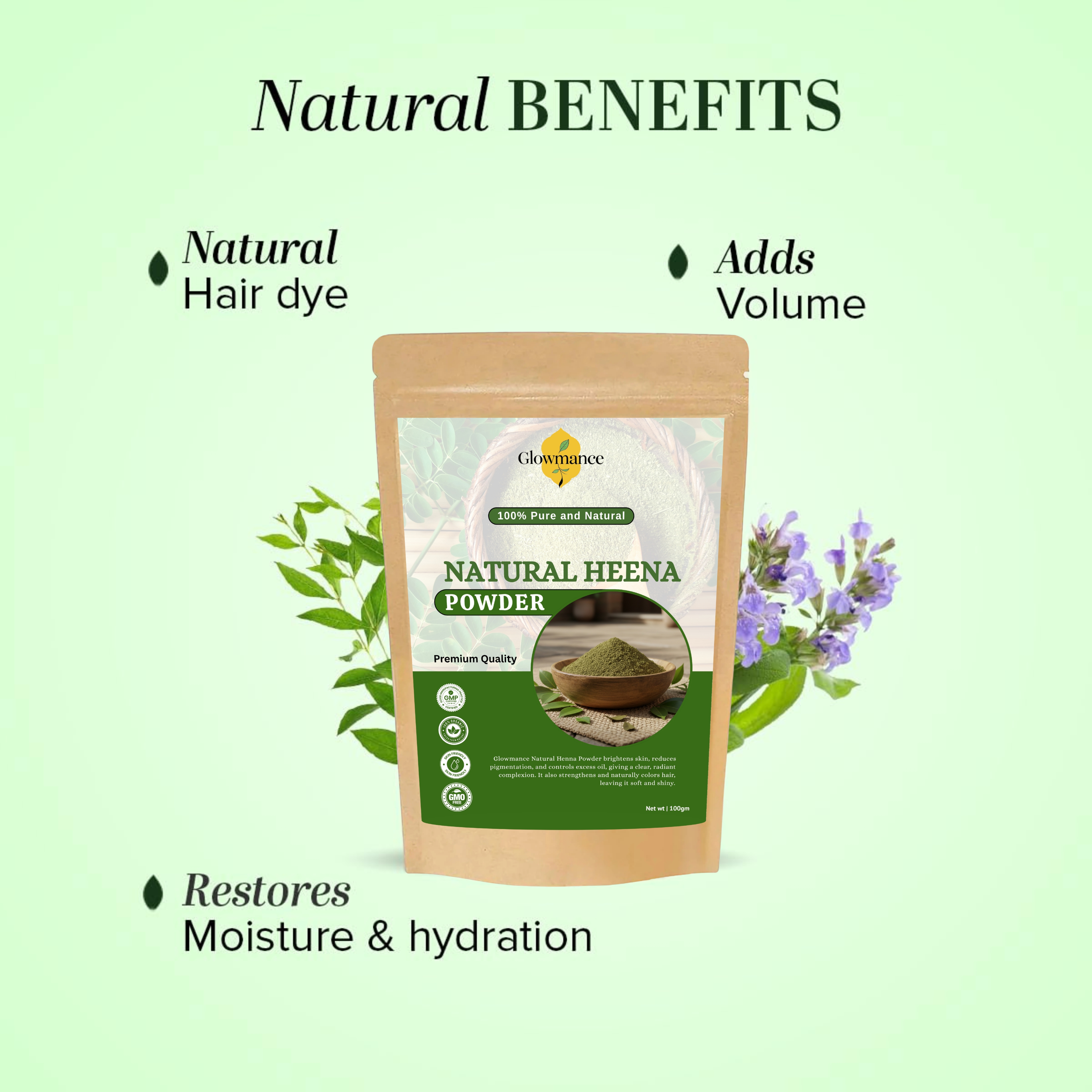Glowmance 100% Natural Heena Powder