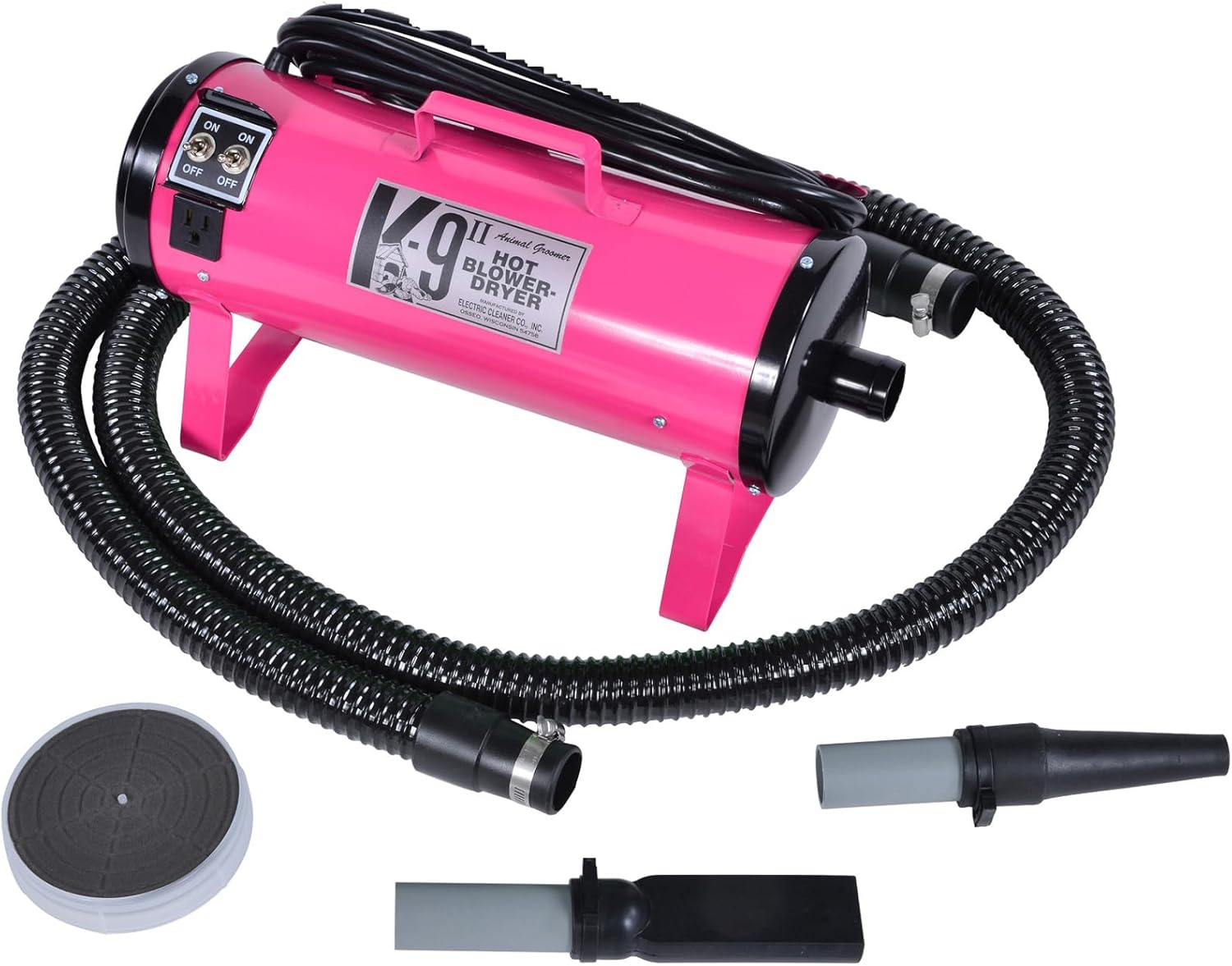 K9 II Dog Blow Dryer - High Power Grooming Dryer, Heavy Duty, 10' Hose, De-shedding, Pink