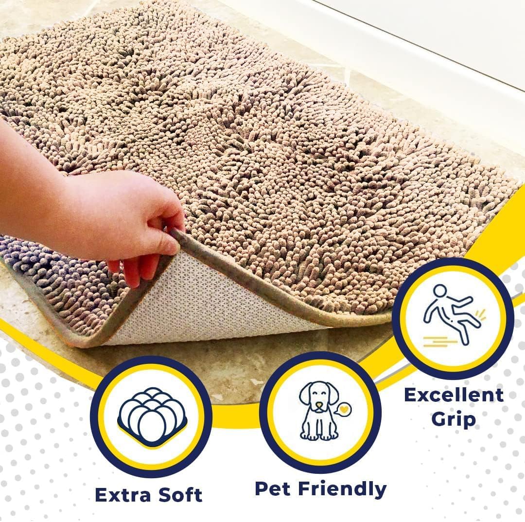 Muddy Mat® | Super Absorbent Door Mat Indoor, Microfiber Quick Dry Chenille Entryway Rug, Non-Slip Front Door Mat, 6ft x 9ft