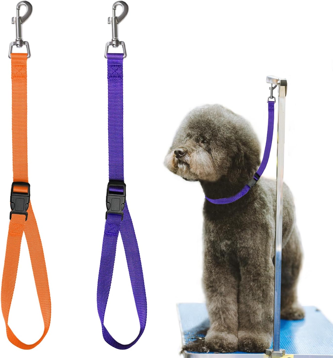 Pet Dog Grooming Loops,2 Pack Adjustable Nylon Restraint Noose Loop, Grooming Arm Accessories Fixed Dog Bathing Safety Tether Straps for Pet Grooming Table Bathtub