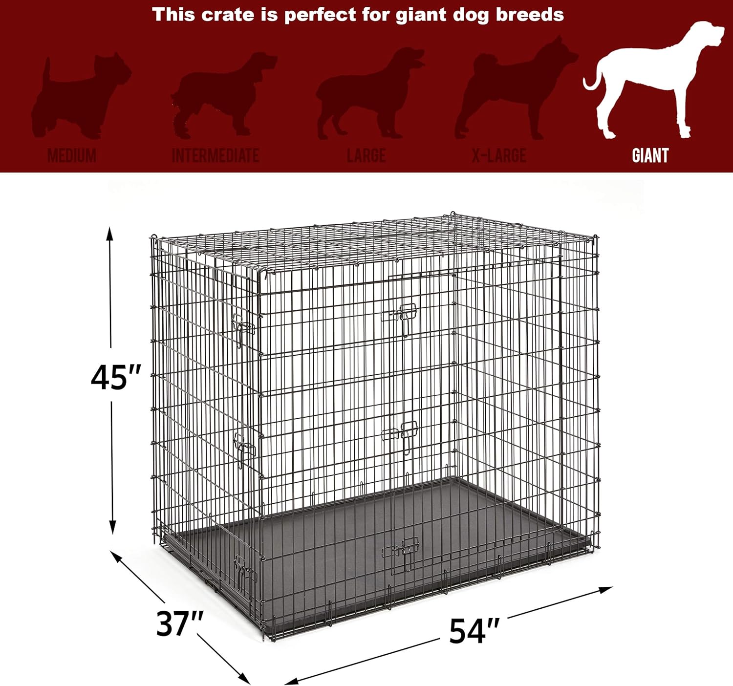 MidWest Homes for Pets Solutions Series XXL Double Door 54-Inch Dog Crate for The Largest Breeds