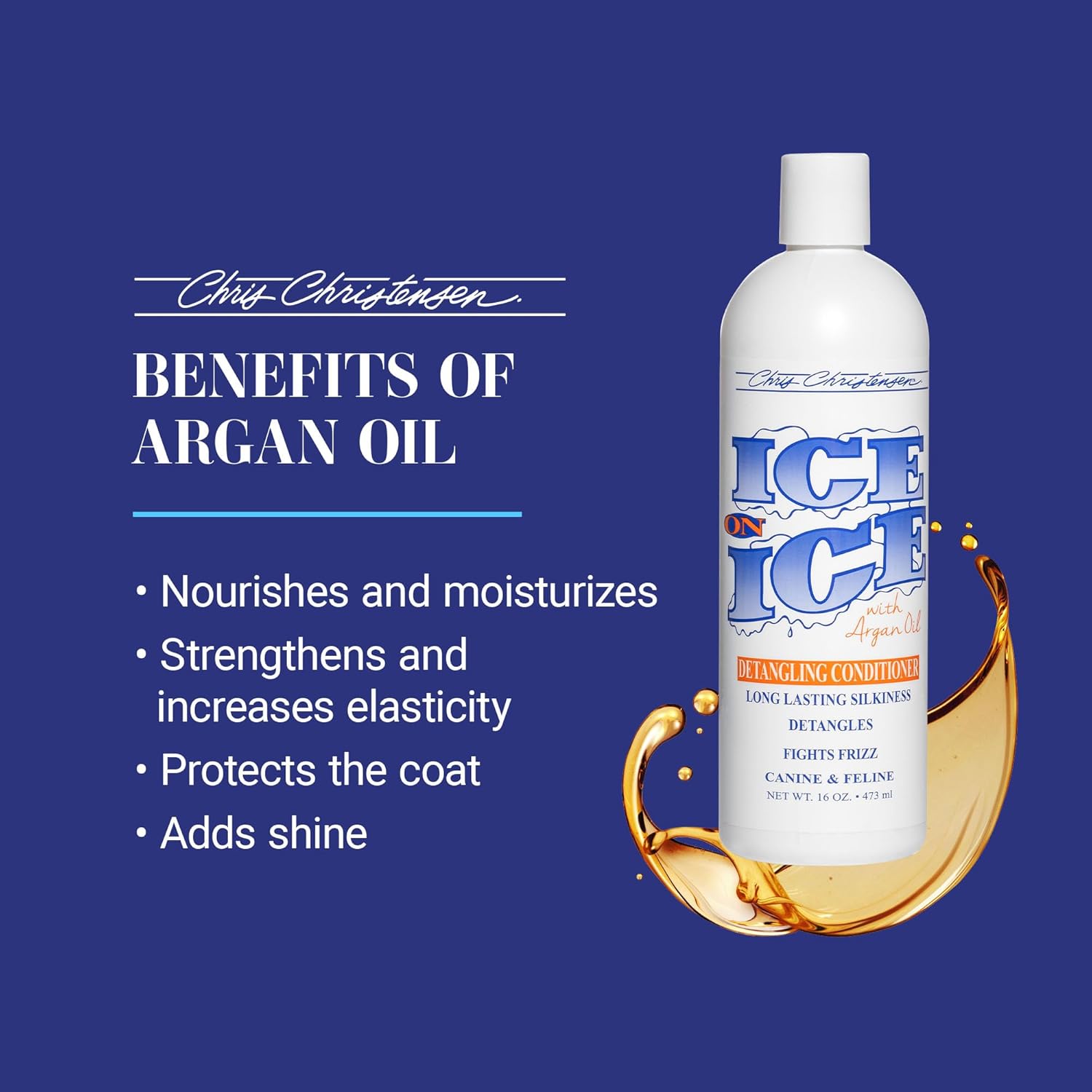 Chris Christensen Ice on Ice Detangling Dog Conditioner, Groom Like a Professional, De-matts, Moisturizes, Creates Long Lasting Silkiness