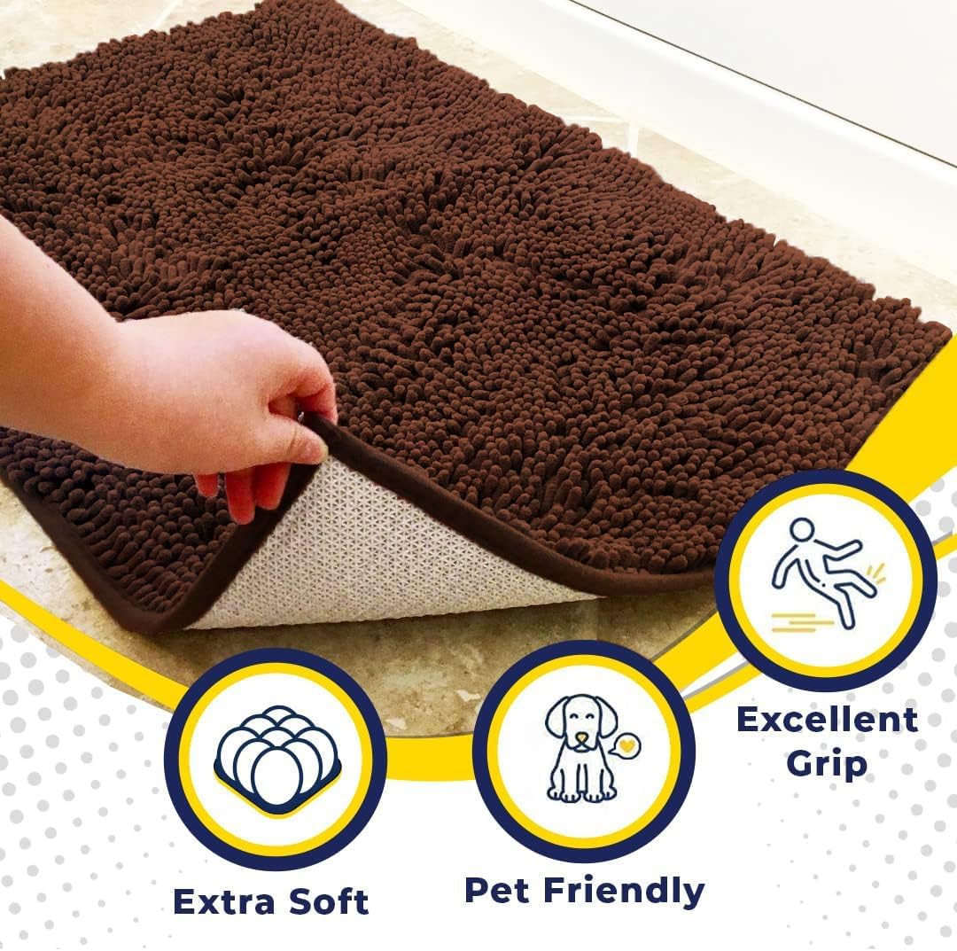 Muddy Mat® | Super Absorbent Door Mat Indoor, Microfiber Quick Dry Chenille Entryway Rug, Non-Slip Front Door Mat, 5ft x 7ft