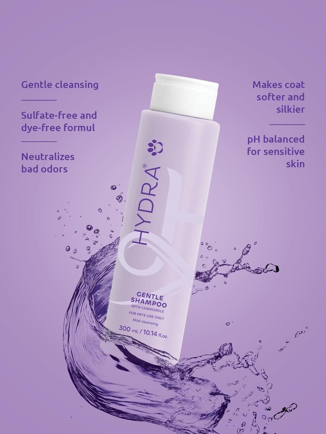 Hydra Luxury Care Puppies and Sensitive-Skin Shampoo, Gentle and Moisturizing Puppy Shampoo with Mint and Chamomile, Dye- and Sulfate-Free, 10.14-Ounce Bottle (Subtle)