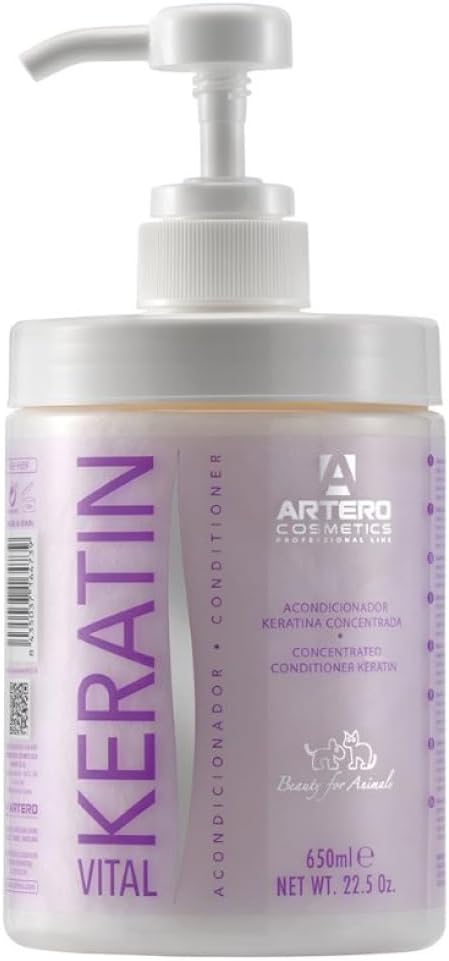 Artero Keratin Vital Conditioner for Dogs and Cats – Deep Repair and Hydration with Keratin and Vitamin Complex – Restores Dry or Damaged Coats, 22.5 fl oz