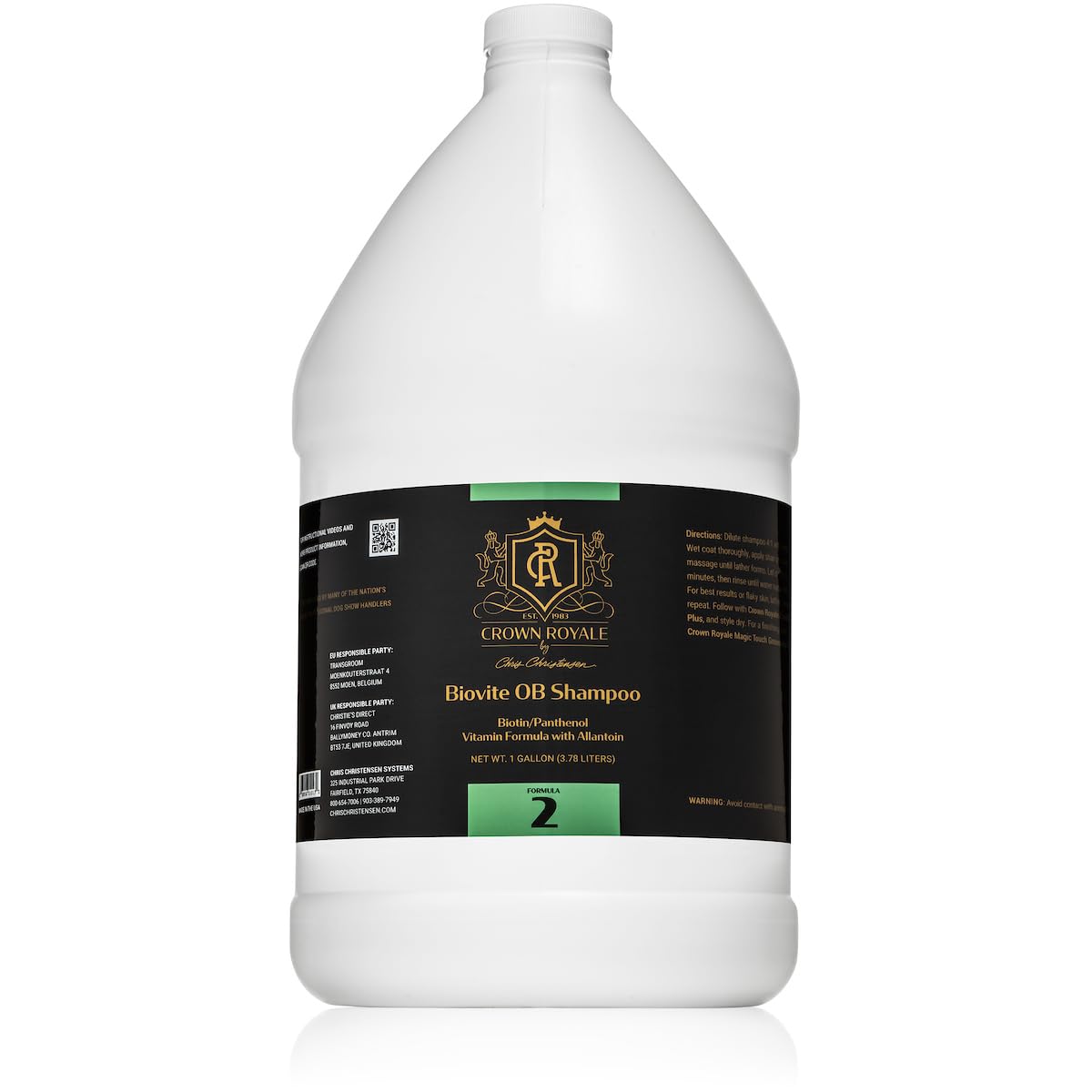 Crown Royale Biovite Formula 2 Shampoo Concentrate, Adds Medium Bodied Texture, Adds Volume, Safe For Use on Cats and Dogs, Made in USA, 1 gal