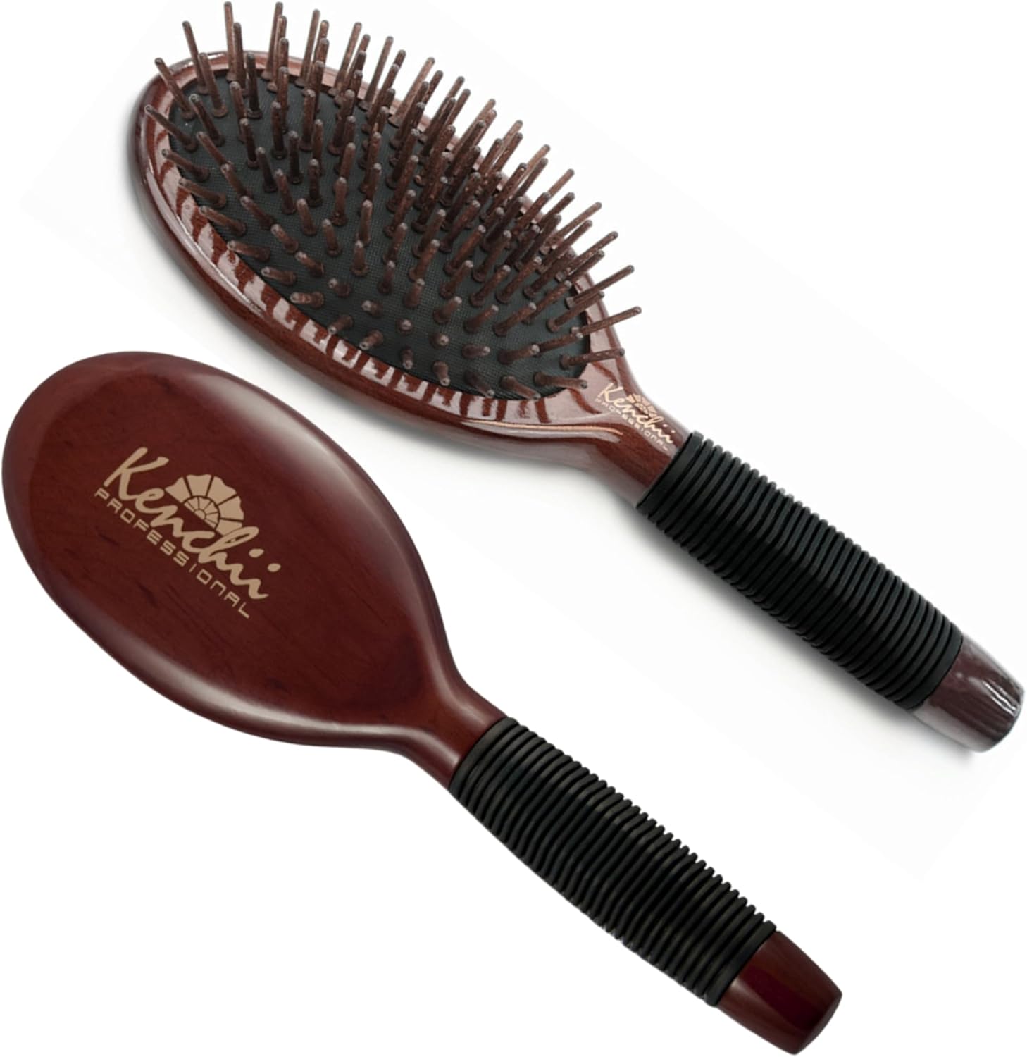 Kenchii Pet Grooming Wooden Pin Brush for Dogs And Cats - Solid Wood, Non Slip Grip Detangling and Shedding Brush for Long or Short Haired Pets