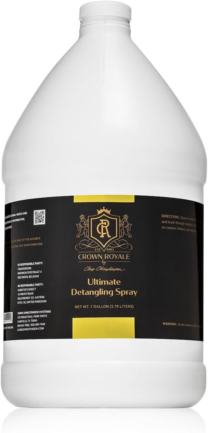 Crown Royale Ultimate Detangling Pet Spray Concentrate, Removes Tangles, Prevents Stains, Repels Dirt, Made in USA, 1 gal