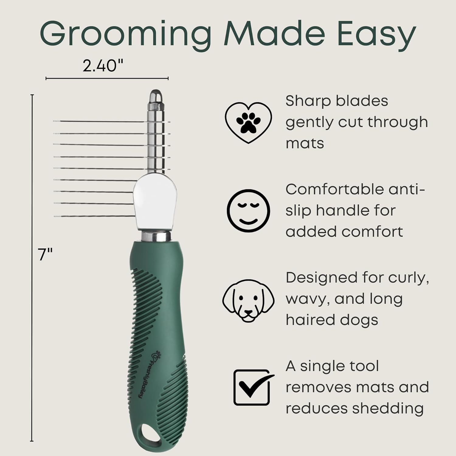 Dematting Comb for Dogs - Dematting Tool for Grooming Dog Matting - Serrated Matted Hair Removal Brush