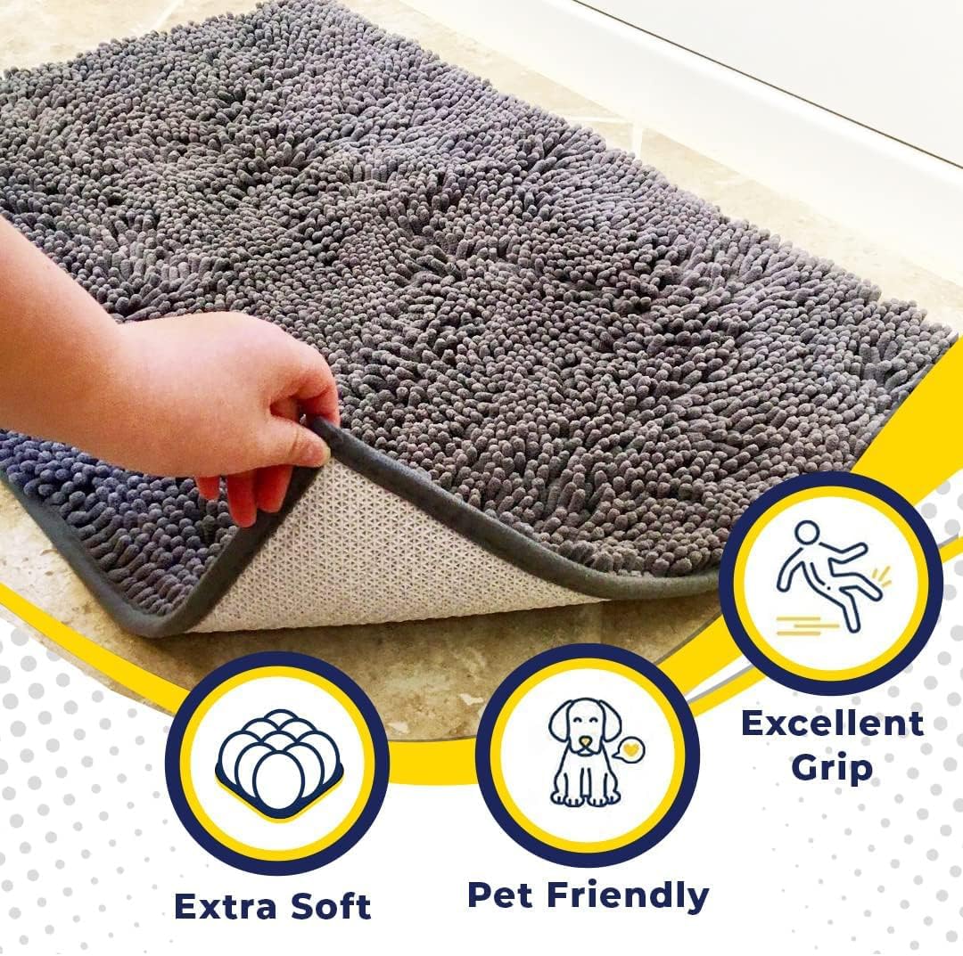 Muddy Mat® | Super Absorbent Door Mat Indoor, Microfiber Quick Dry Chenille Entryway Rug, Non-Slip Front Door Mat, 24x36