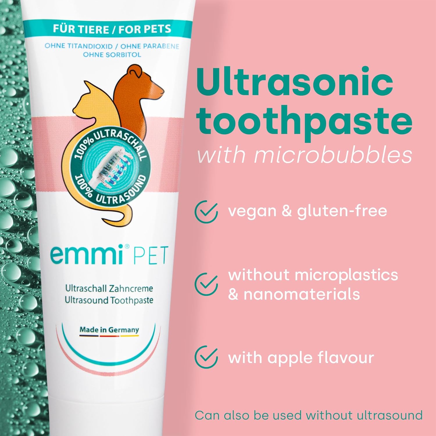 Emmi-pet Ultrasonic Toothpaste with Nano-Bubbles (new Extra mild Formulation, Vegan, paraben Free)
