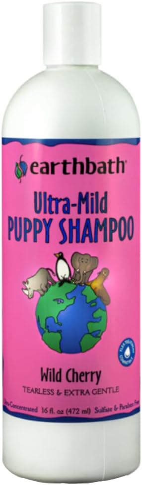 earthbath, Ultra-Mild Wild Cherry Puppy Shampoo - Extra Gentle & Tearless Dog Shampoo