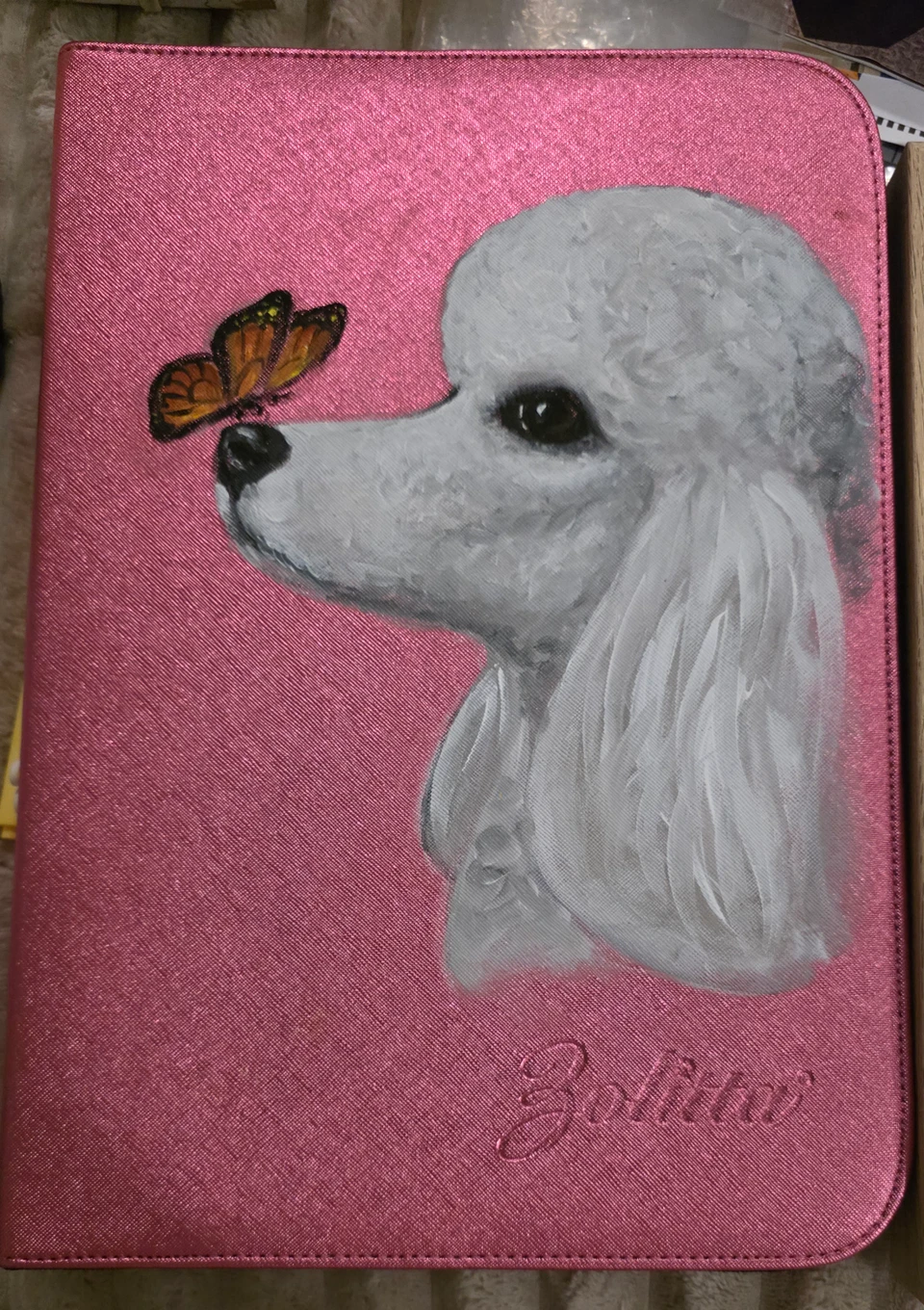 Zollita White Poodle 20 Scissors/8 Combs Canvas on Pink case