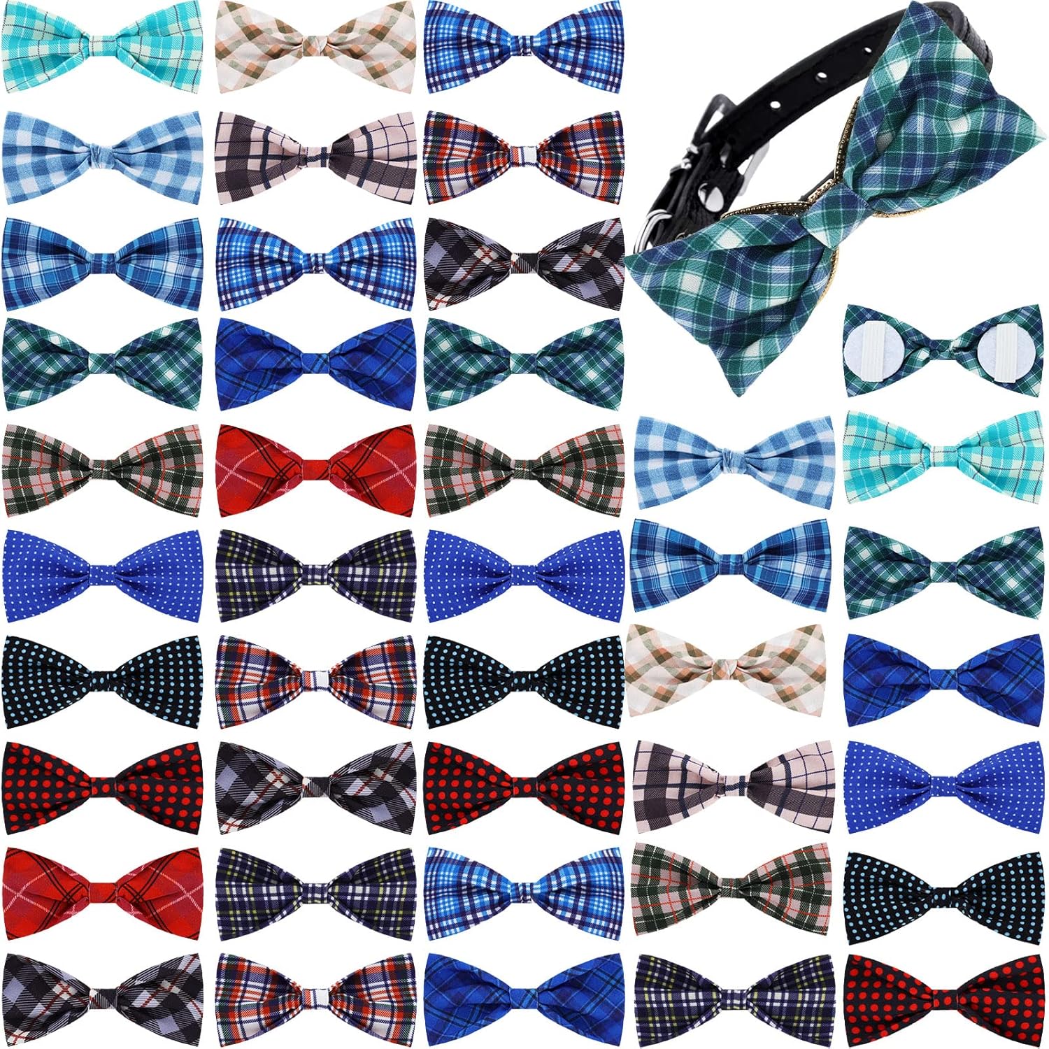 16 Pieces Dog Bow Ties Slide Hawaiian Styles Dog Collar Attachment Bows with Rubber Bands Dog Bow Ties for Large Dogs 