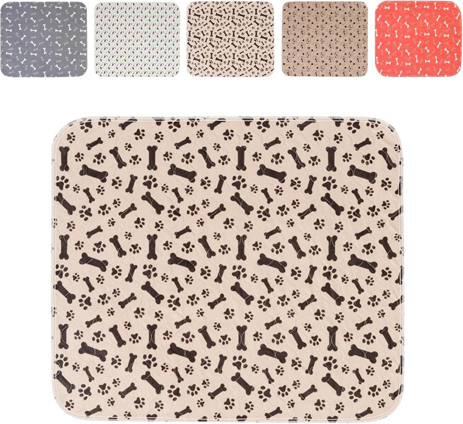 Puppy Pads with Pheromones, Washable Pee Pads for Dogs, Reusable Pee Pads for Dogs, Waterproof and Leak-Proof, Non-Slip Base Training Pads Suitable for Home,Travel and Dog Crates(Brown Bones,M)