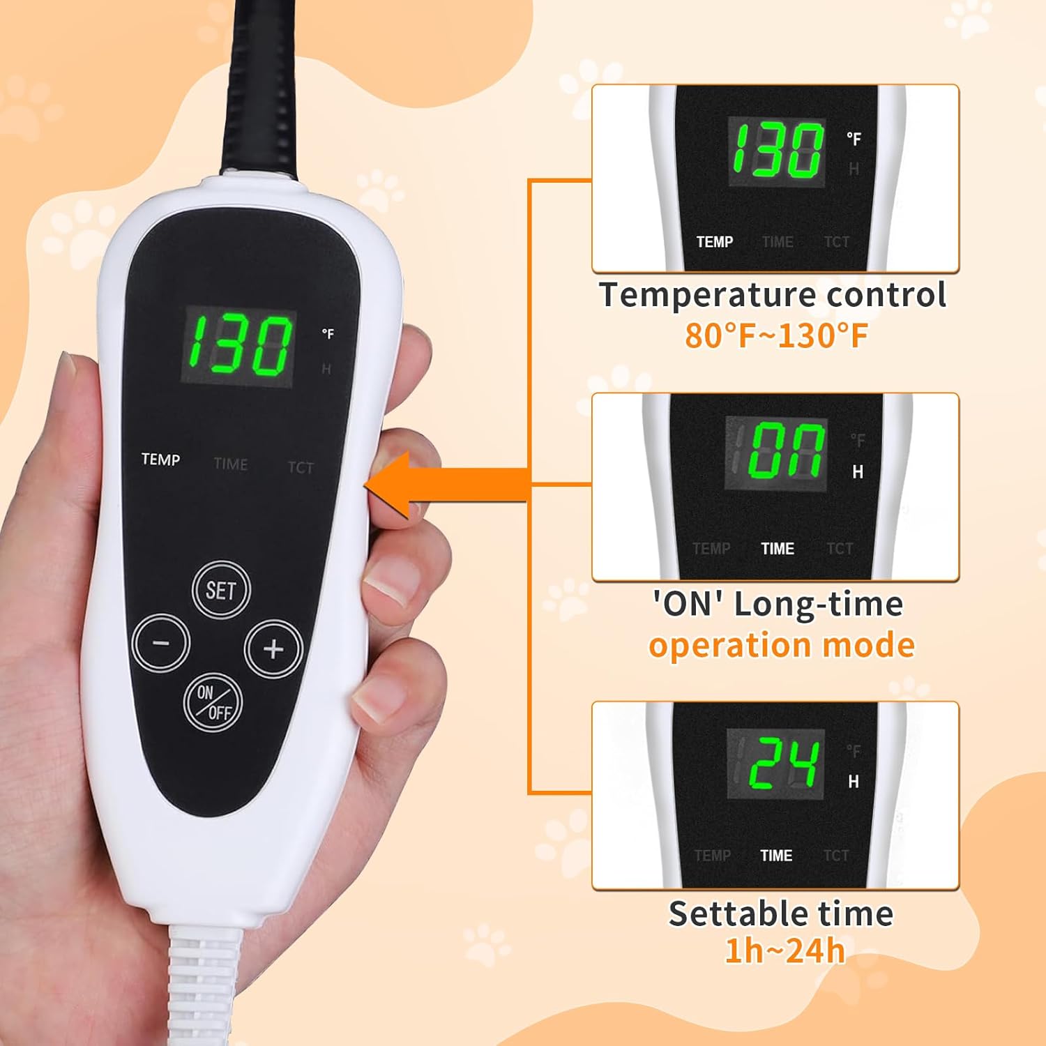GOLOPET Dog Heating Pad 28×18 in Waterproof PVC Pet Heating Pad, Adjustable Thermostat Constant on Function, Metal Protective Tube Comes with a Plush Cotton Sleeve，Whelping Box-Apricot
