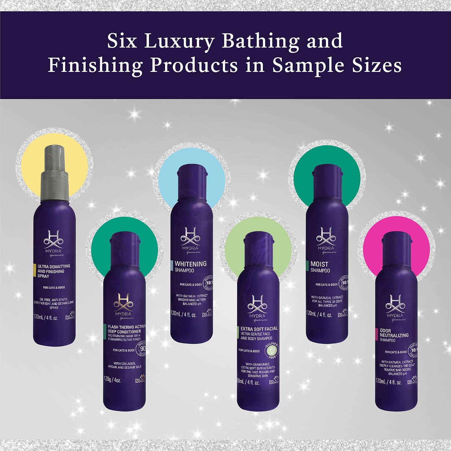 Hydra Professional Experience, Shampoo, Conditioner, and Sprays, Dog and Cat Grooming Supplies, 6-Bottle Set