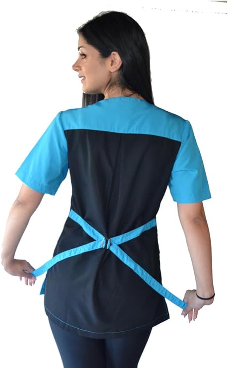 Ladybird Blue Rhinestone Zipper Color Block Jacket for Pet Groomers