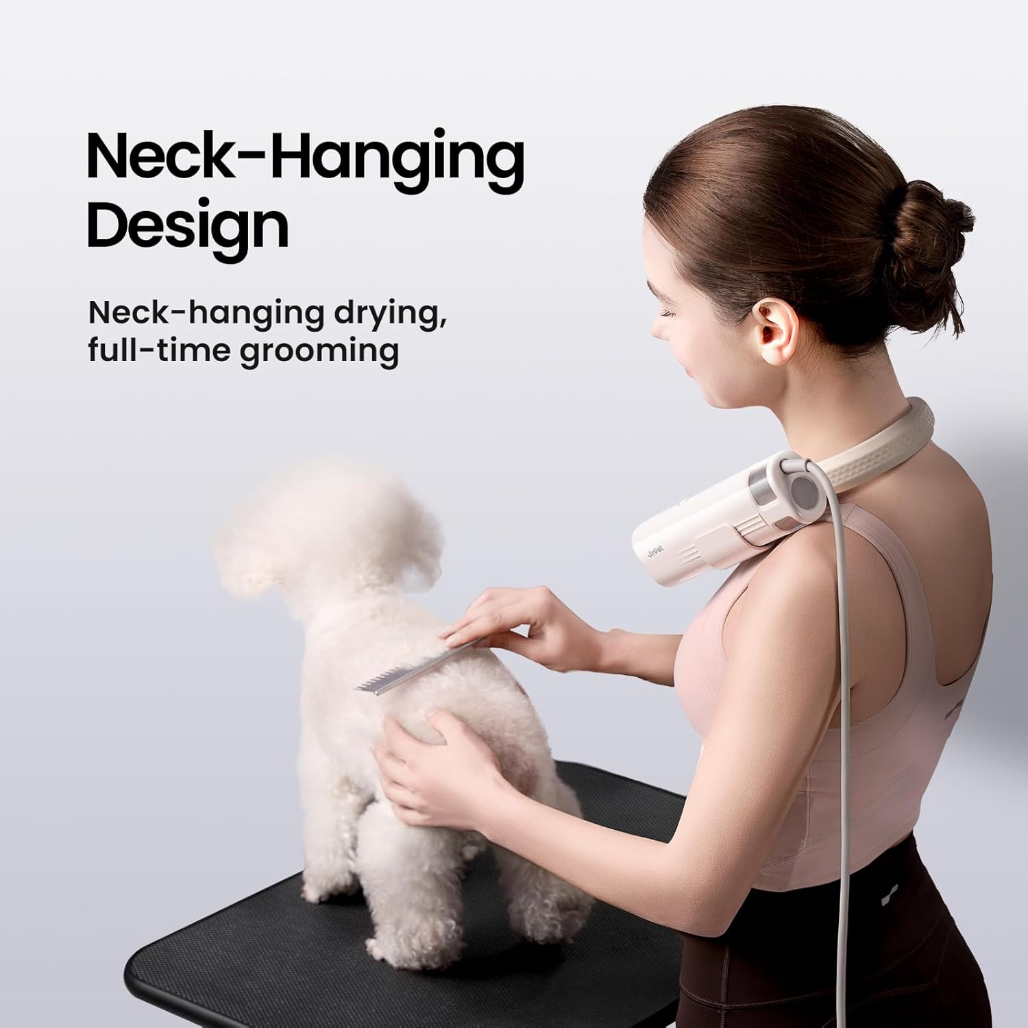 JirPet Pet Neck Dryer, Professional Low Noise Dog Dryer for Pet Grooming, 14,800FPM Portable High Velocity Pet Dryer,