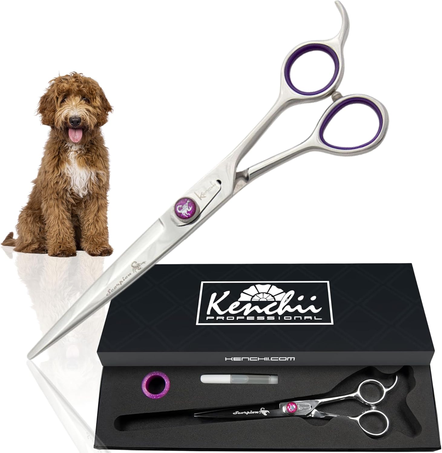 Kenchii Scorpion 7 Inch, Straight Grooming Scissors for Dogs and Pets 