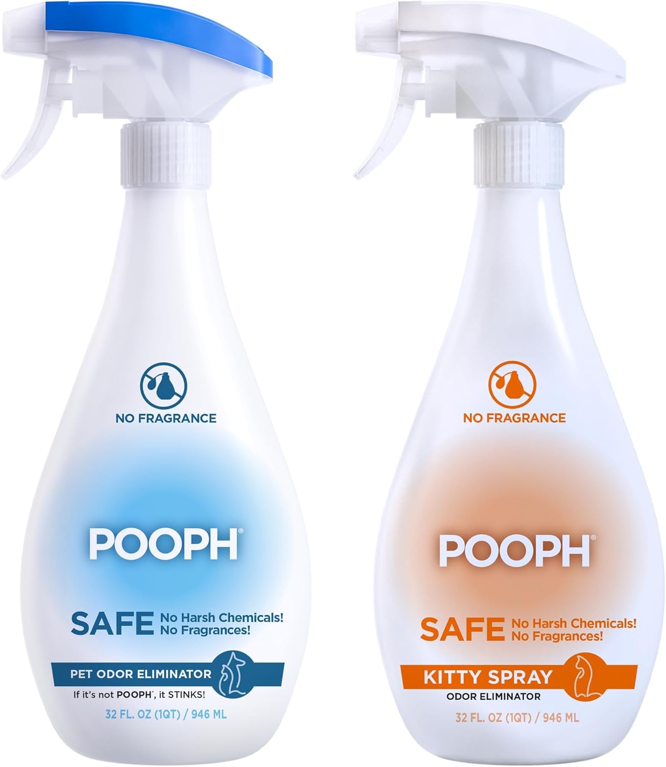 POOPH Pet Odor Eliminator Kitty Litter Box Deodorizer - 2-32oz Bottles - Dismantles Odors on a Molecular Basis, Cats, Freshener, Eliminator, Urine, Poop, Pee, Deodorizer, Fresh, Clean