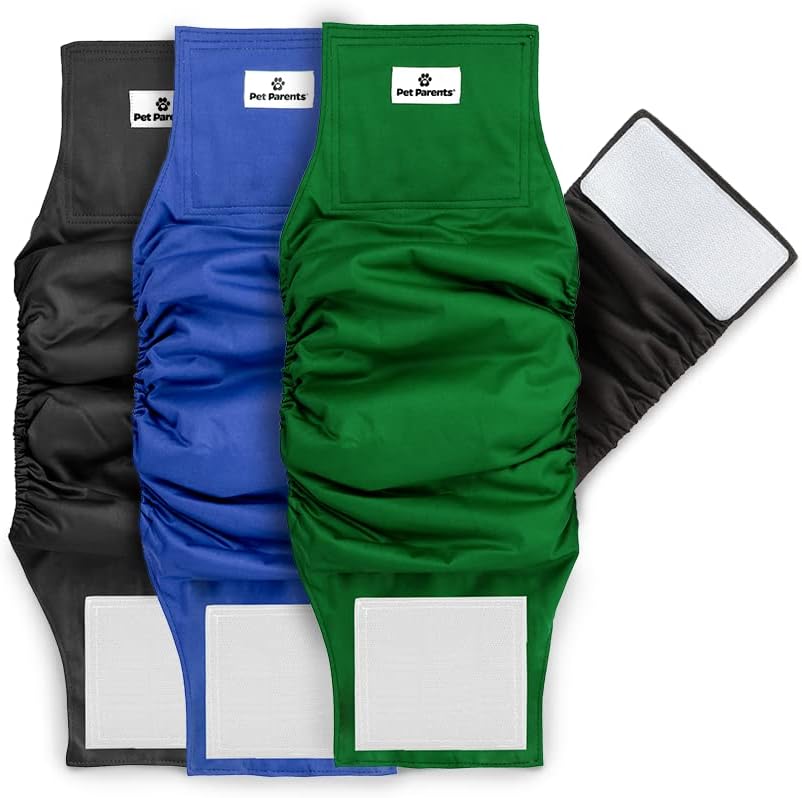 Pet Parents® Washable Belly Bands for Male Dogs (3pack) + Extenders® of Durable Dog Diapers Male, Premium Male Dog Diapers & Dog Wraps (Small, Gentlemen)