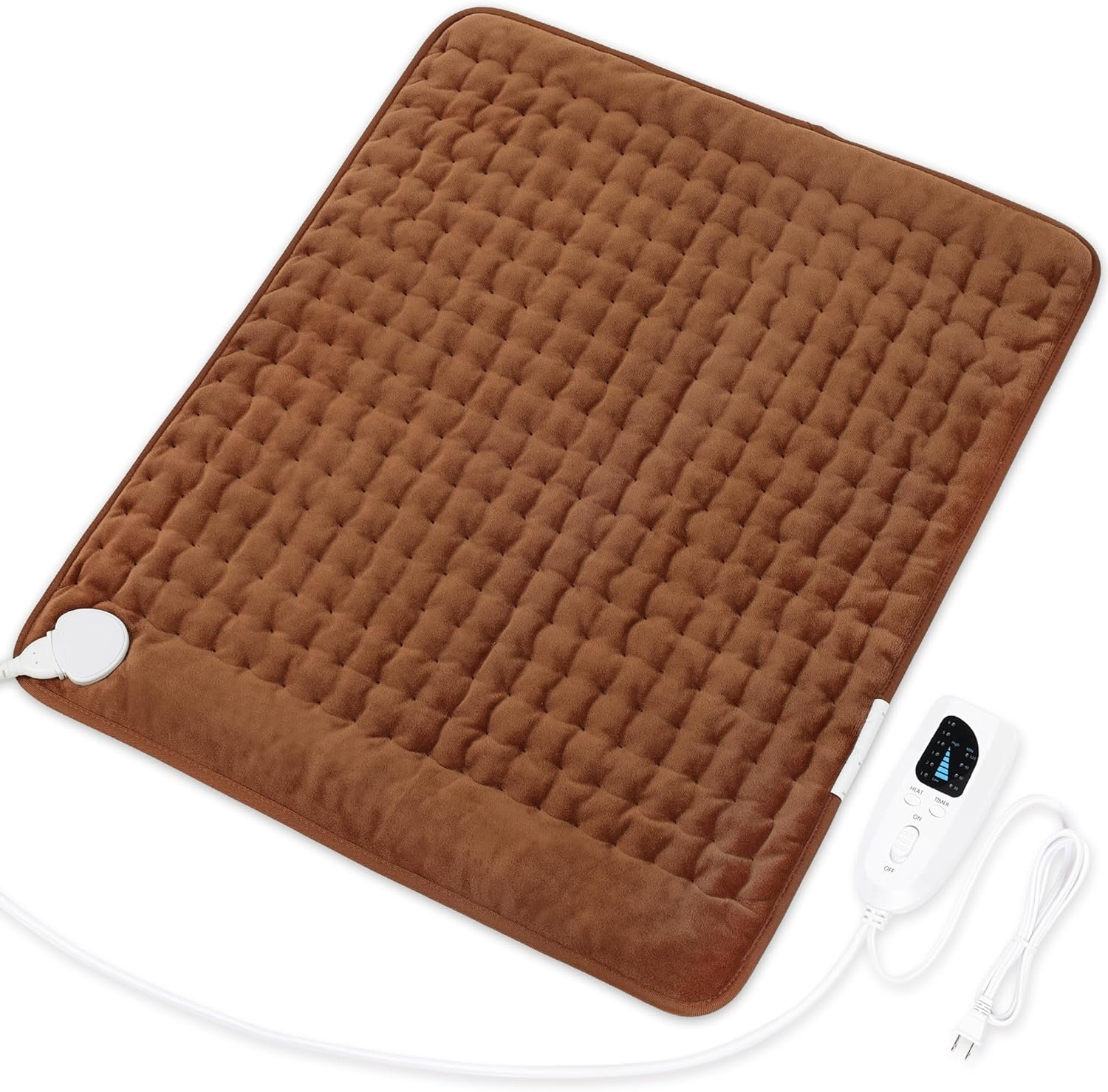 Deepsoon Heating Pad, Electric Heating Pads for Back, Neck, Moist Heating Pad for Abdomen Shoulder Knee Legs Dry/Moist Heat Auto Shut Off, Brown,24x20 Inch