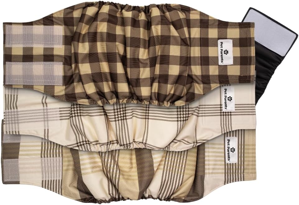 Pet Parents® Washable Belly Bands for Male Dogs (3pack) + Extenders® of Durable Dog Diapers Male, Premium Male Dog Diapers & Dog Wraps (Large, Oxford)