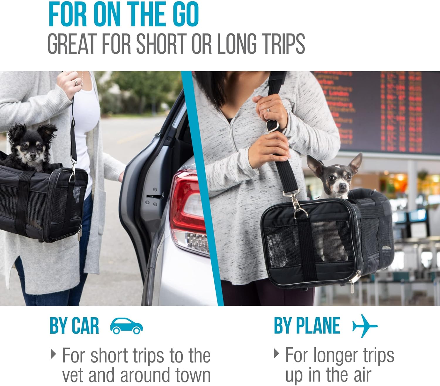 Sherpa Delta Airlines Travel Pet Carrier, Airline Approved & Guaranteed On Board - Black, Medium