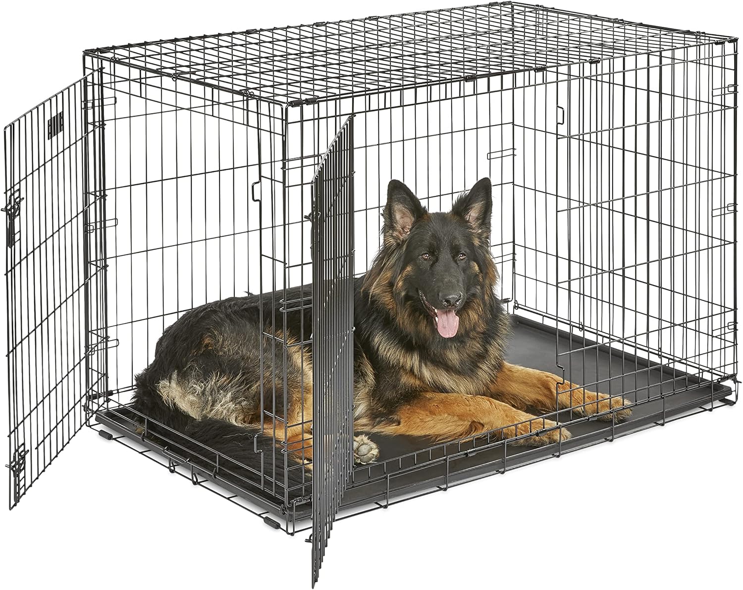 MidWest Homes for Pets 48-Inch iCrate for Extra-Large Breeds, 90-110 lbs, Double Door Folding Dog Crate with Divider Panel