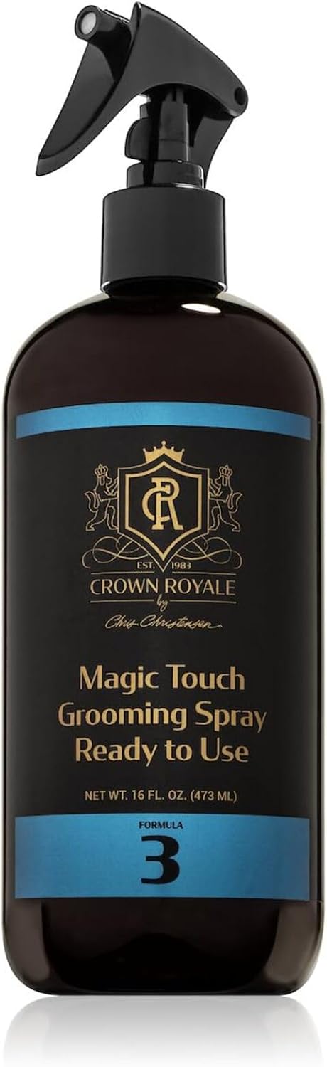 Crown Royale Magic Touch Formula 3 Pet Grooming Spray Ready-to-Use, No Heavy Build-Up, Finishing Spray, Prevents Coat Matting, Formulated with Conditioners, Made in USA, 16 oz