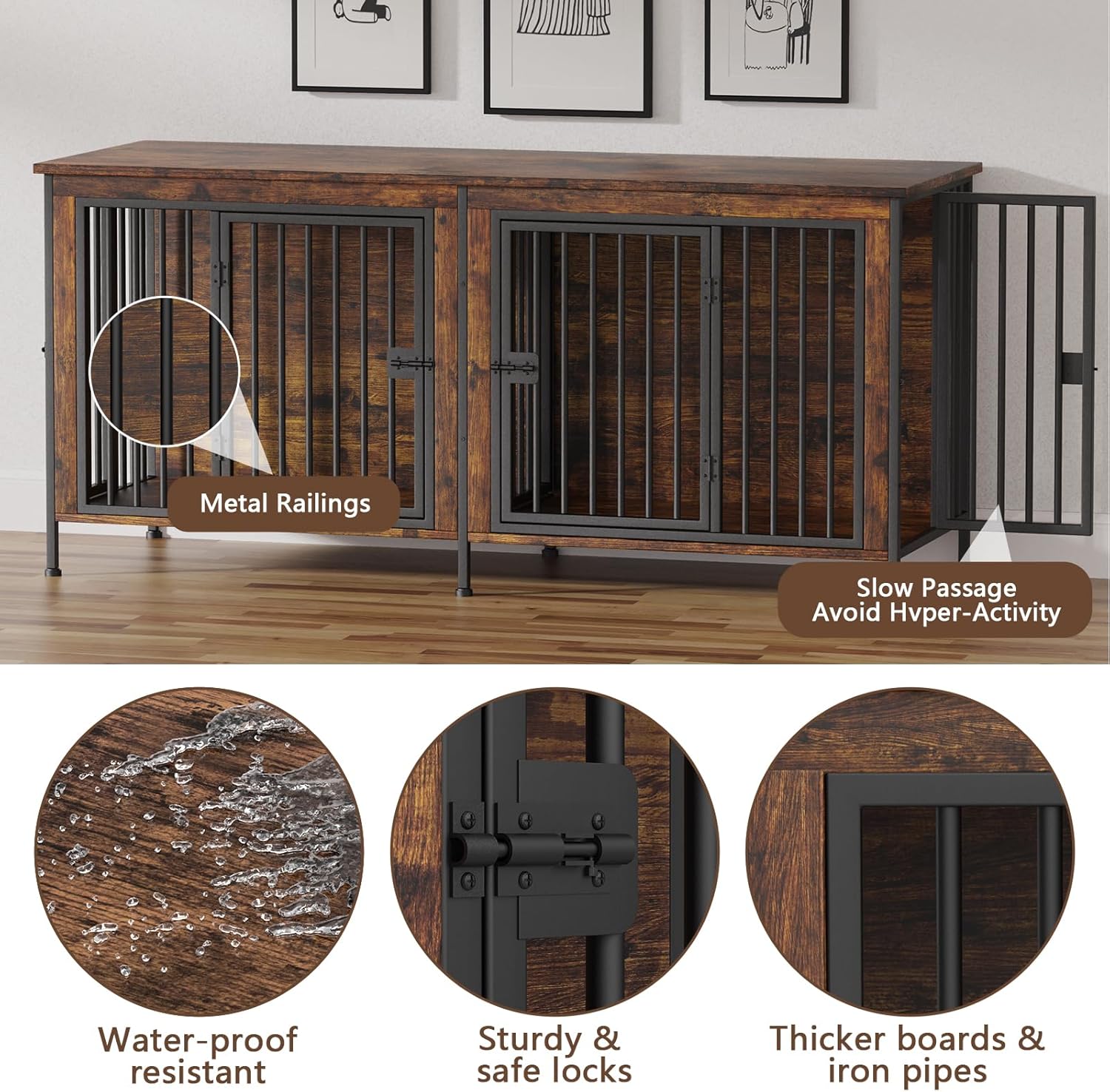 EasyCom Dog Crate Furniture for 1 or 2 Dogs, Heavy Duty Single/Double Dog Crates for Small/Medium/Large Dogs