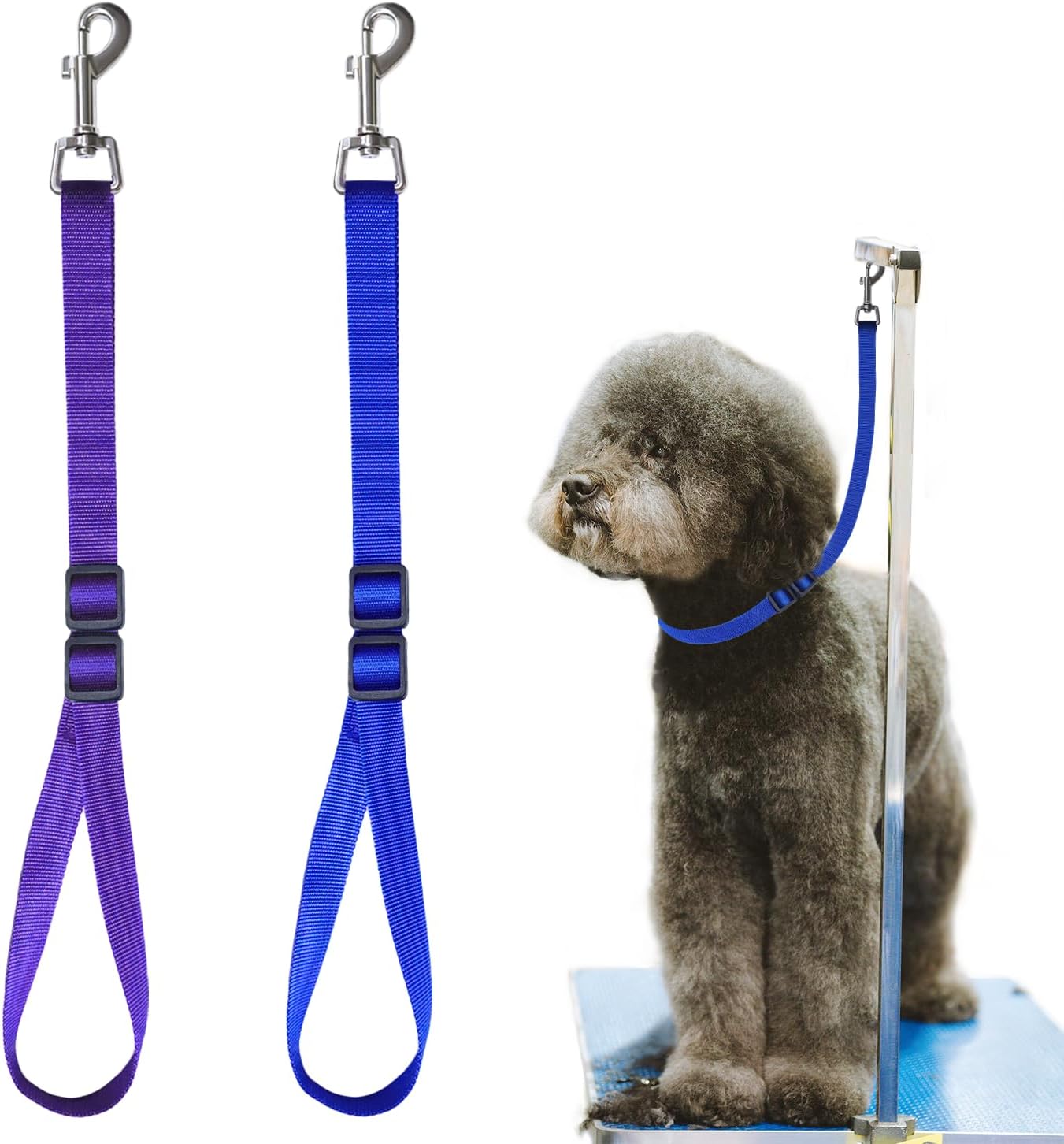 Pet Dog Grooming Loops,2 Pack Adjustable Nylon Restraint Noose Loop, Grooming Arm Accessories Fixed Dog Bathing Safety Tether Straps for Pet Grooming Table Bathtub