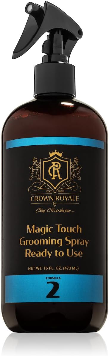 Crown Royale Magic Touch Formula 2 Pet Grooming Spray Ready-to-Use, No Heavy Build-Up, Finishing Spray, Prevents Coat Matting, Formulated with Conditioners, Made in USA, 16 oz