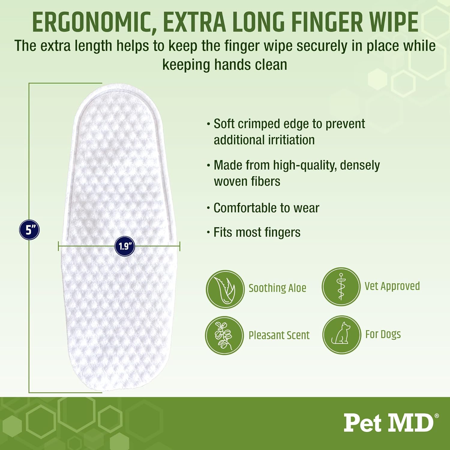 Dog Ear Cleaning Finger Wipes with Aloe Vera & Eucalyptus Oil – Veterinarian Formulated Pet Ear Wipes for Dog Ear Care – Made in USA – 50 Count