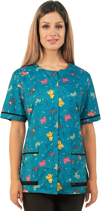 Ladybird Line 713 (large ) Blue Dog Design Waterproof Pet Grooming Smock for Dog Bathing and Pet Groomers