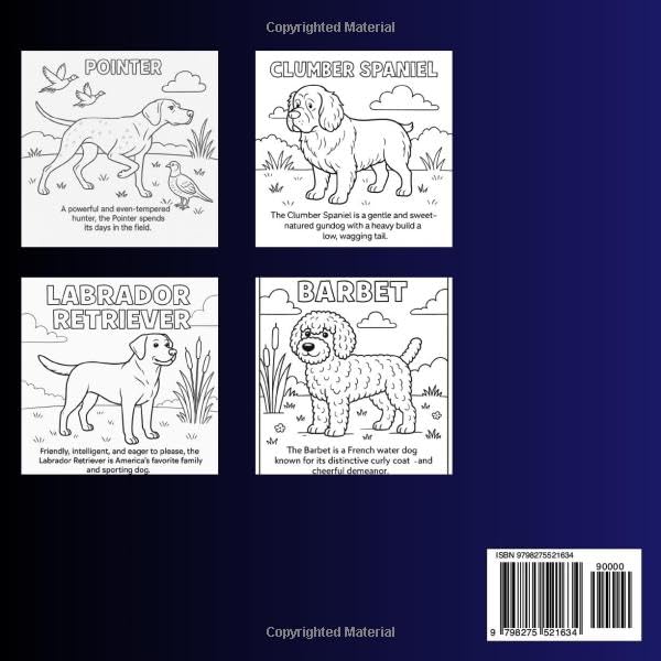 sporting Group Coloring Book: Fun Sporting Dog Breeds Coloring Book for Kids and Adults – AKC Sporting Group Dogs Like Retrievers, Spaniels, Setters, ... Relief, Dog Lover Gift, book by Adriano Rocha