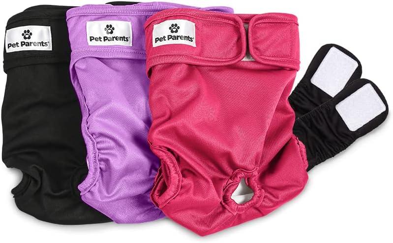 Pet Parents® Washable Dog Diapers (3pack) + Extenders® of Durable Doggie Diapers, Premium Dog Diapers Female (Small, Princess)