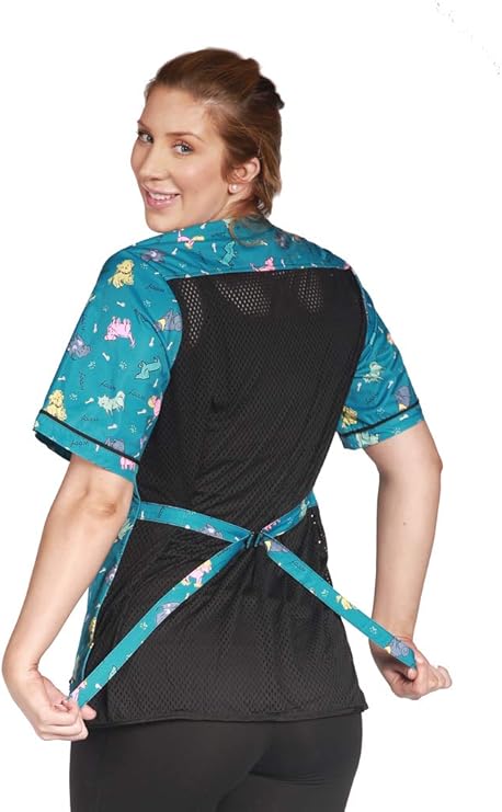 Ladybird Line 713 (large ) Blue Dog Design Waterproof Pet Grooming Smock for Dog Bathing and Pet Groomers