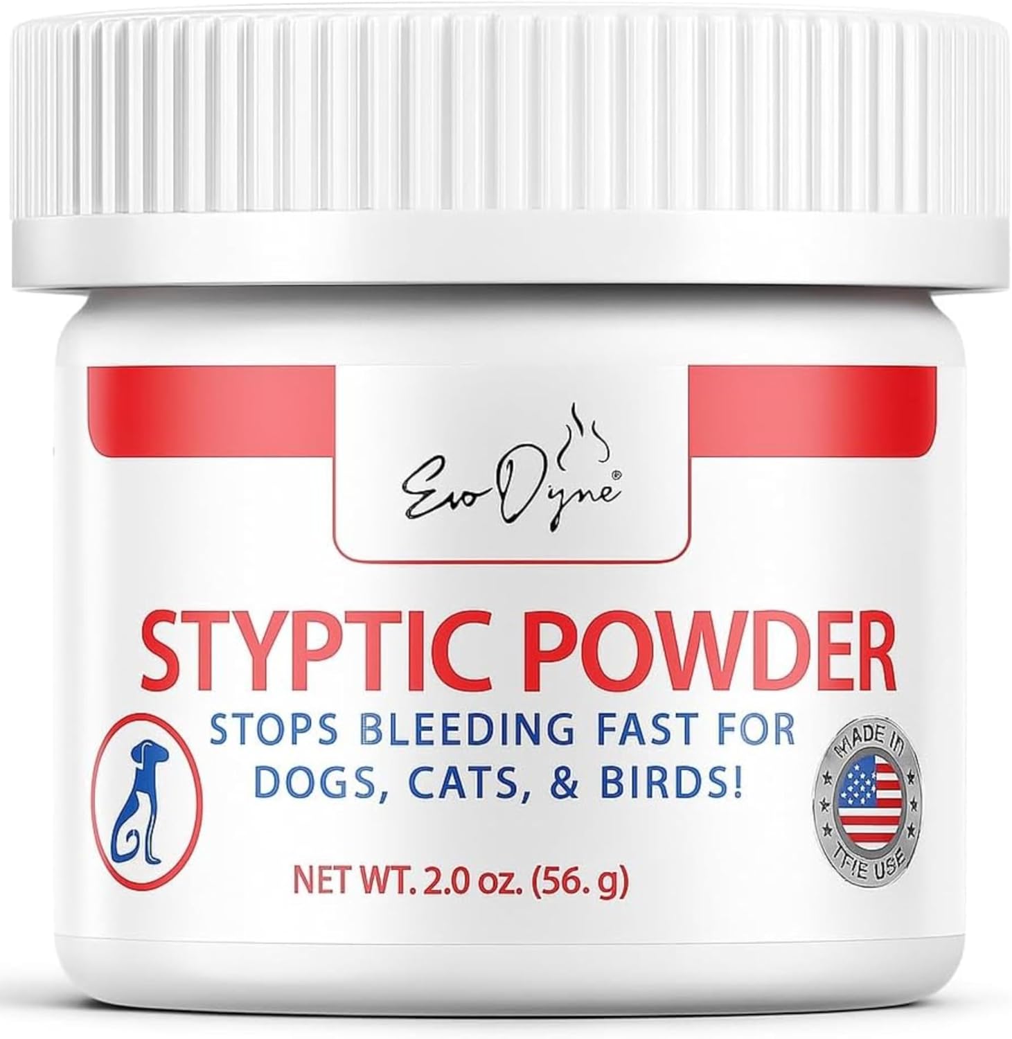 Styptic Powder for Dogs, Cats, and Birds (2 oz) by Evo Dyne | Fast-Acting Blood Stop for Pets