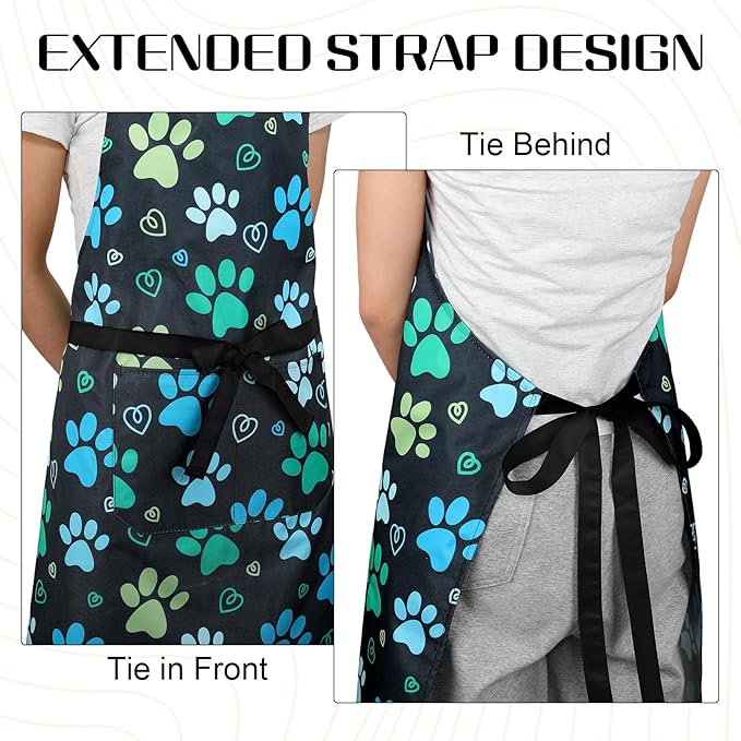 Dog Grooming Waterproof Apron with 2 Pockets, Cute Animals Puppy Dog Pets Apron