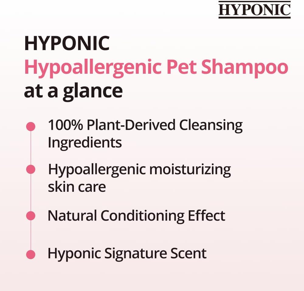 HYPONIC Hypoallergenic Premium Dog Shampoo - Deodorizing, Sensitive Skin, Detangling (All Breeds unscented (10.1 oz))