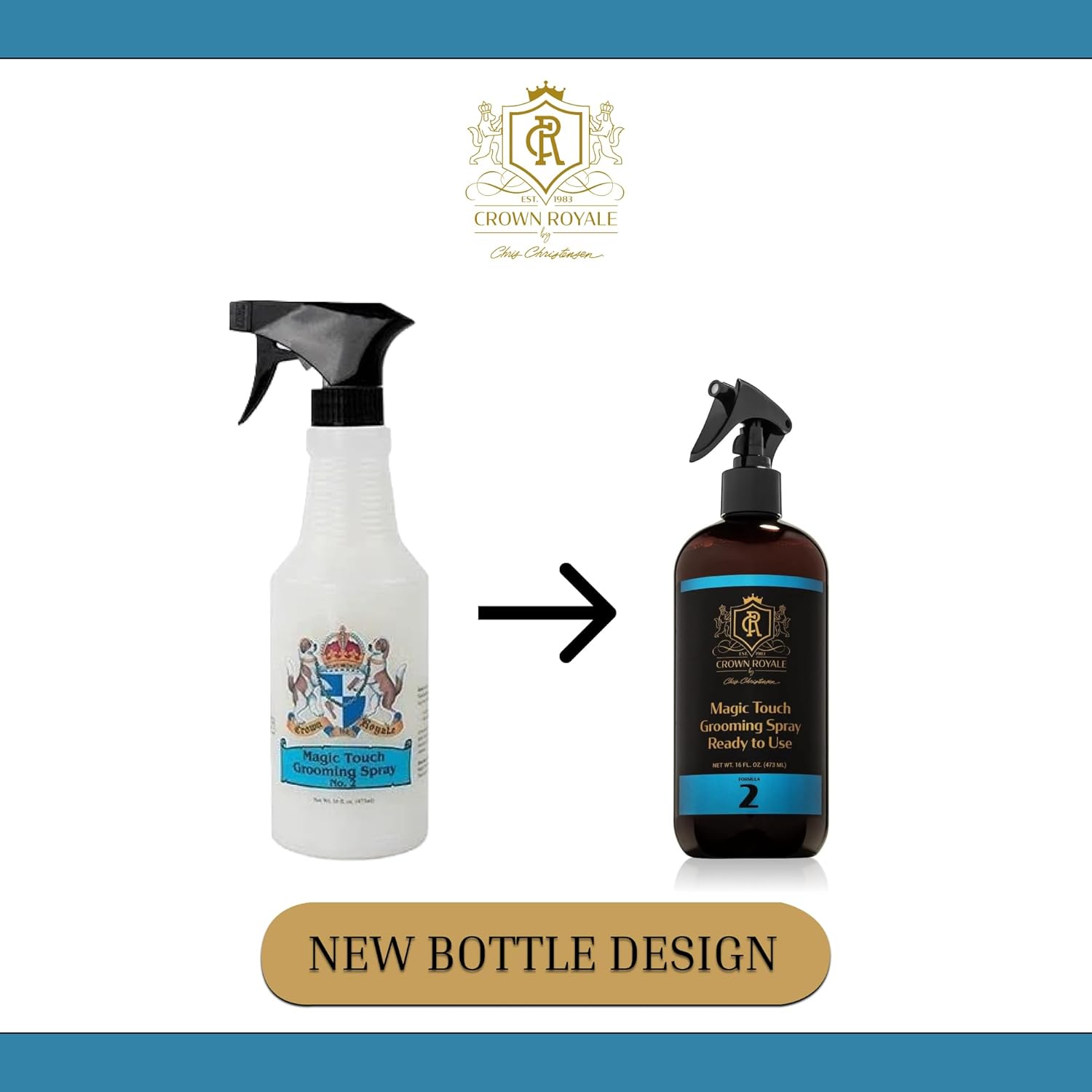 Crown Royale Magic Touch Formula 2 Pet Grooming Spray Ready-to-Use, No Heavy Build-Up, Finishing Spray, Prevents Coat Matting, Formulated with Conditioners, Made in USA, 16 oz