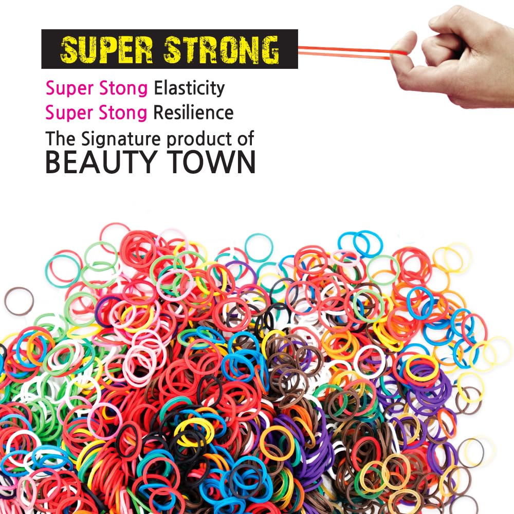 Beauty Town 1LB Rubber Bands for Hair - 5000+ Count Soft Stretch Elastic Hair Ties for Braids