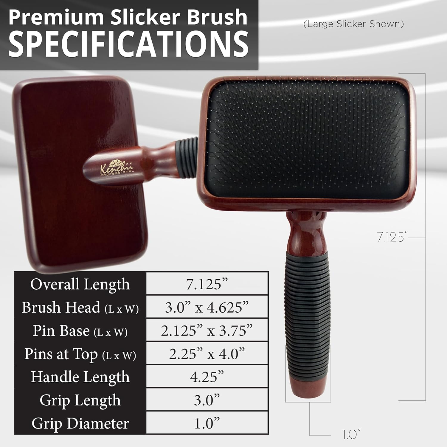 Kenchii Slicker Brush for Dogs, Professional Dog Grooming Brush for Loose Fur, Tangles, Long Short Haired, Stainless-Steel Pins, Maplewood Handle, Large