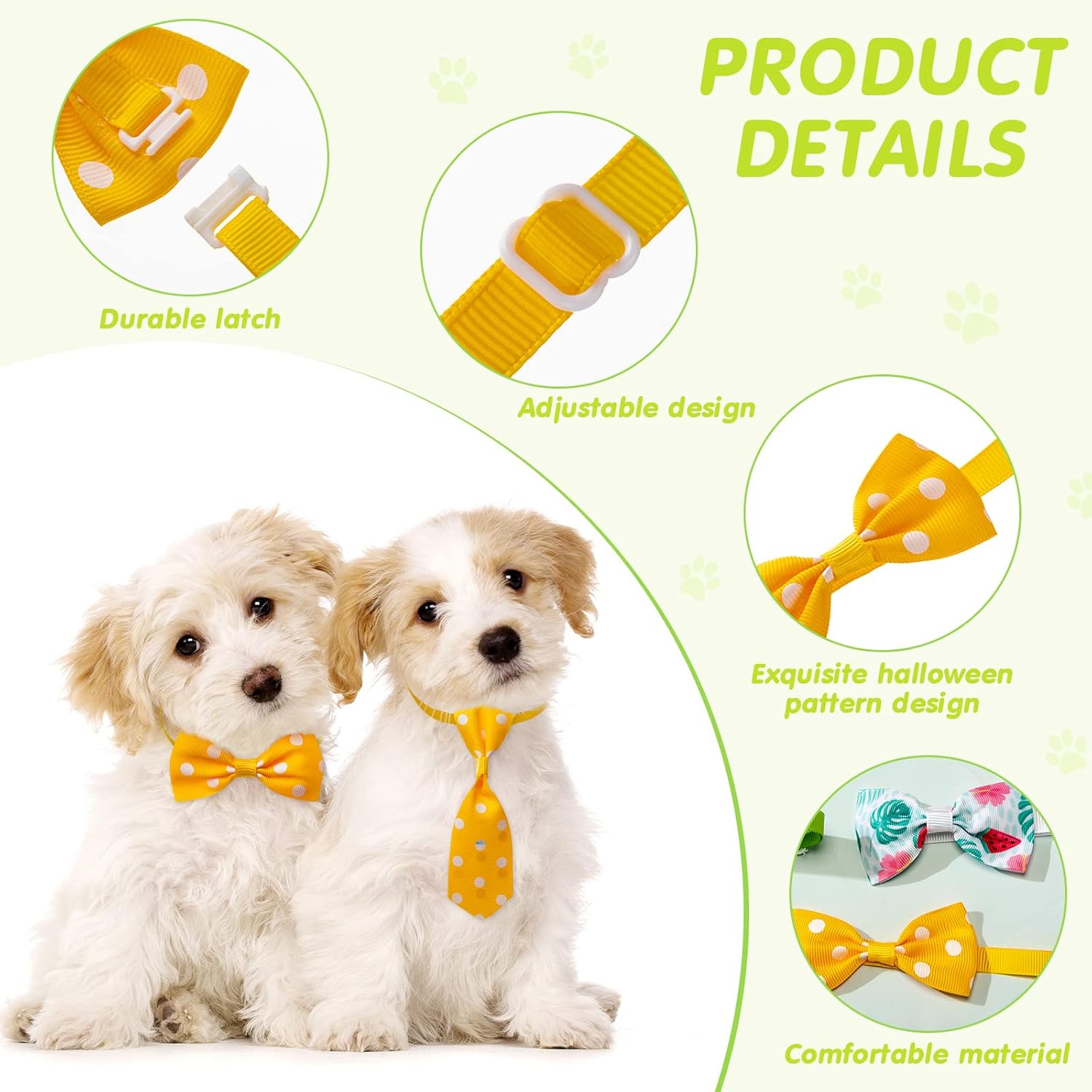 100 Pieces Dog Bow Tie Collar Set Includes 50 Neckties and 50 Bow Ties Adjustable Cat Dog Bowties Neckties for Small Medium Puppy